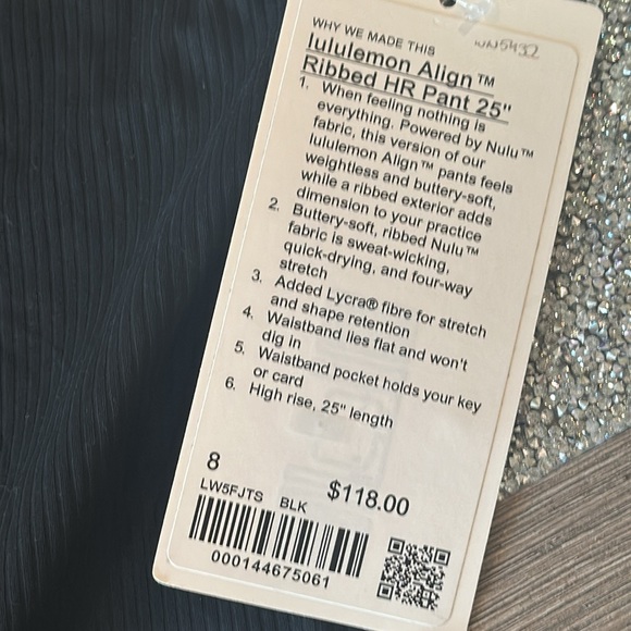 Lululemon Align Ribbed High-Rise Pant 25" Black size 8 NWT - Picture 3 of 5